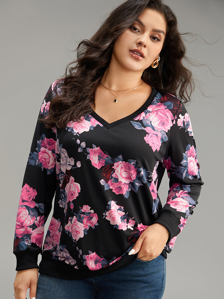 V neck discount sweatshirt plus size