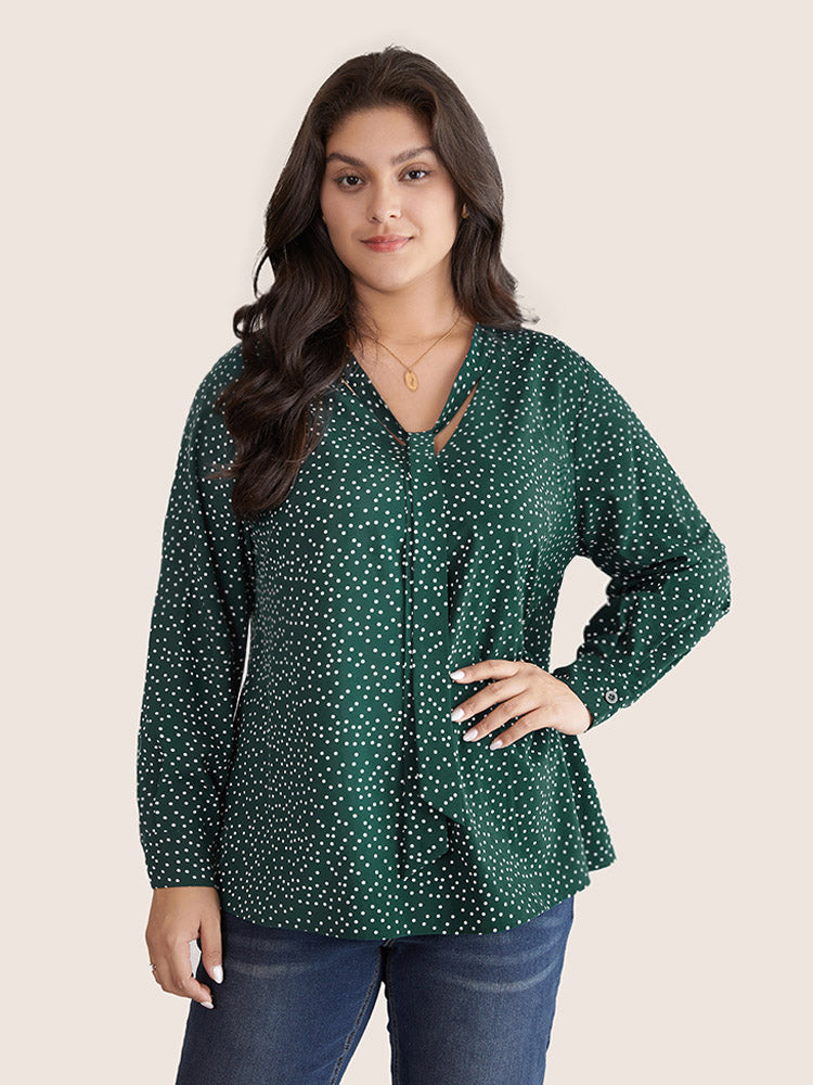 Plus Size V-Neck Knotted Blouse