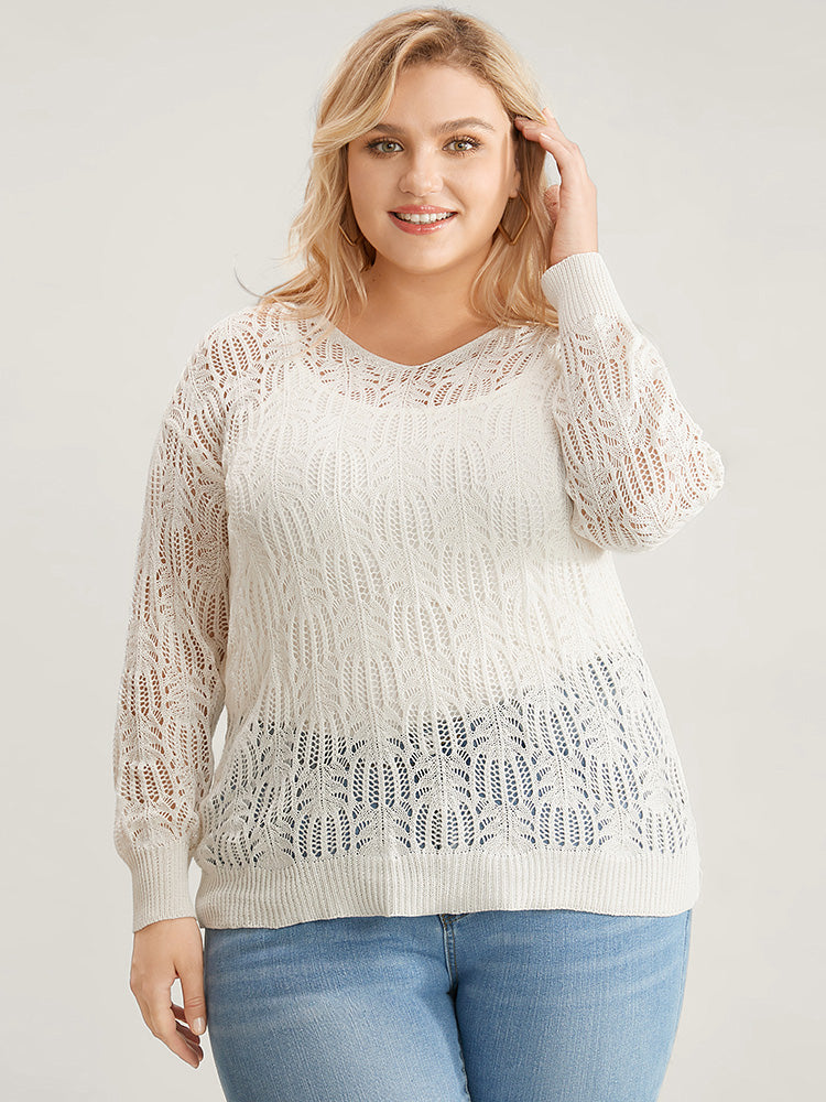 Plus Women's Knit Eyelet Pullover Top