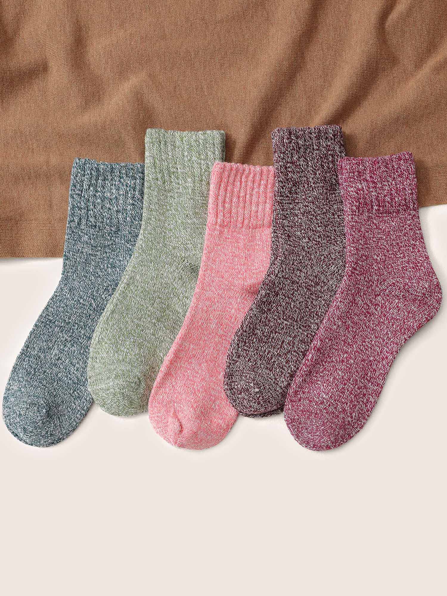 5 Pairs Christmas Heather Mid Calf Socks Set