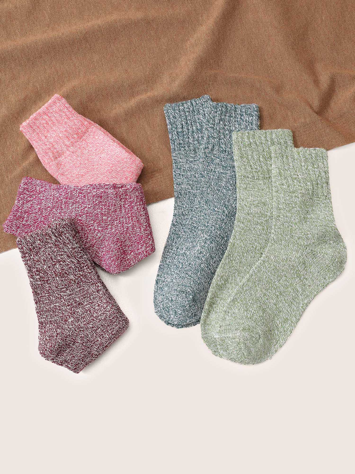 5 Pairs Christmas Heather Mid Calf Socks Set