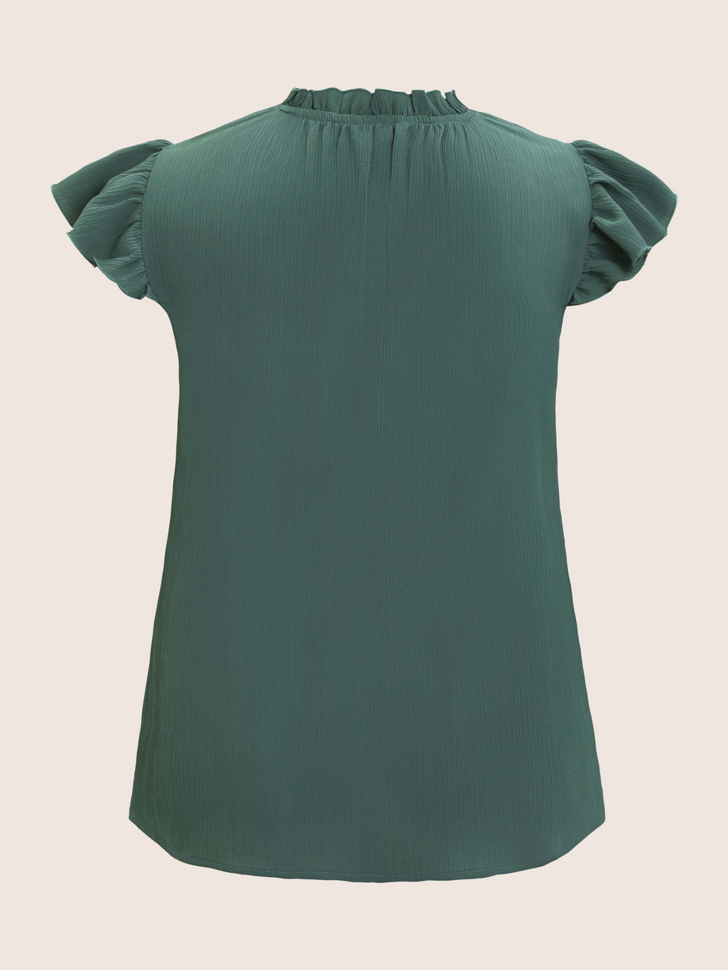 Mock Neck Ruffle Shoulder Blouse