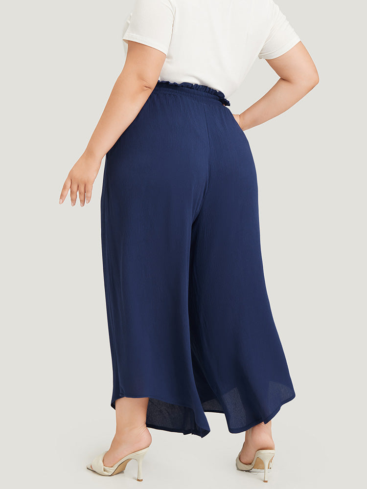 Smocked Paperbag Waist Wide Leg Pants