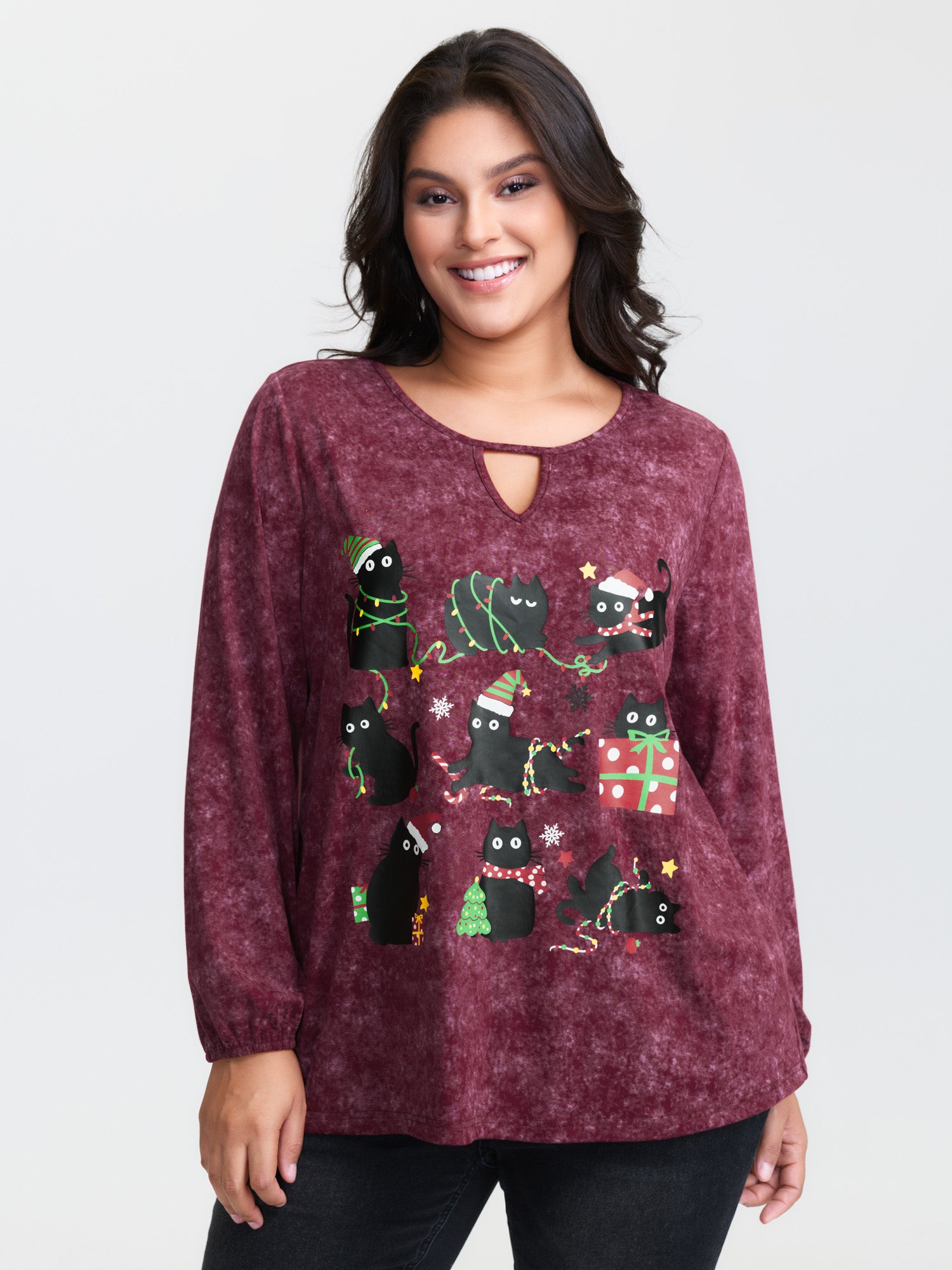 Holiday Cat Snowflake Effect T-Shirt