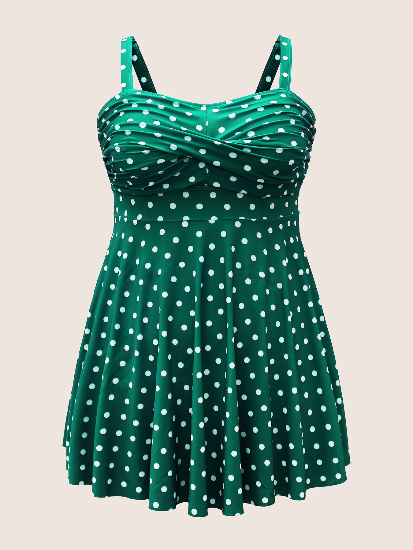 Polka Dot Ruched Fit Flare Swim Dress BloomChic polka-dot-ruched-fit-flare-swim-dress-bloomchic