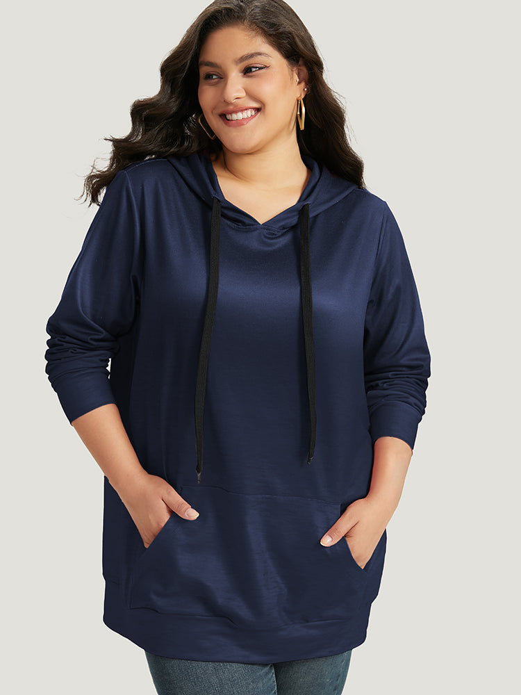 Drawstring Hooded Sweater with Pocket