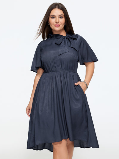 plaid formal dress Red Tartan Long Sleeve Tunic Flare Red Tartan / XL / H23603 color-Pink Sorbet has pockets Size:Big & Tall (US 12-16) Ronni Nicole by Ouida