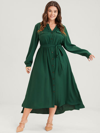 green plus size wrap dress Cooling Stretch Cupro Savannah Dress - / Forest Green- Size3XS main image 0