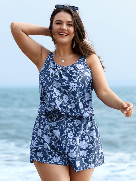 Tropical Flower Print Pockets One-Piece Swimsuit – BloomChic