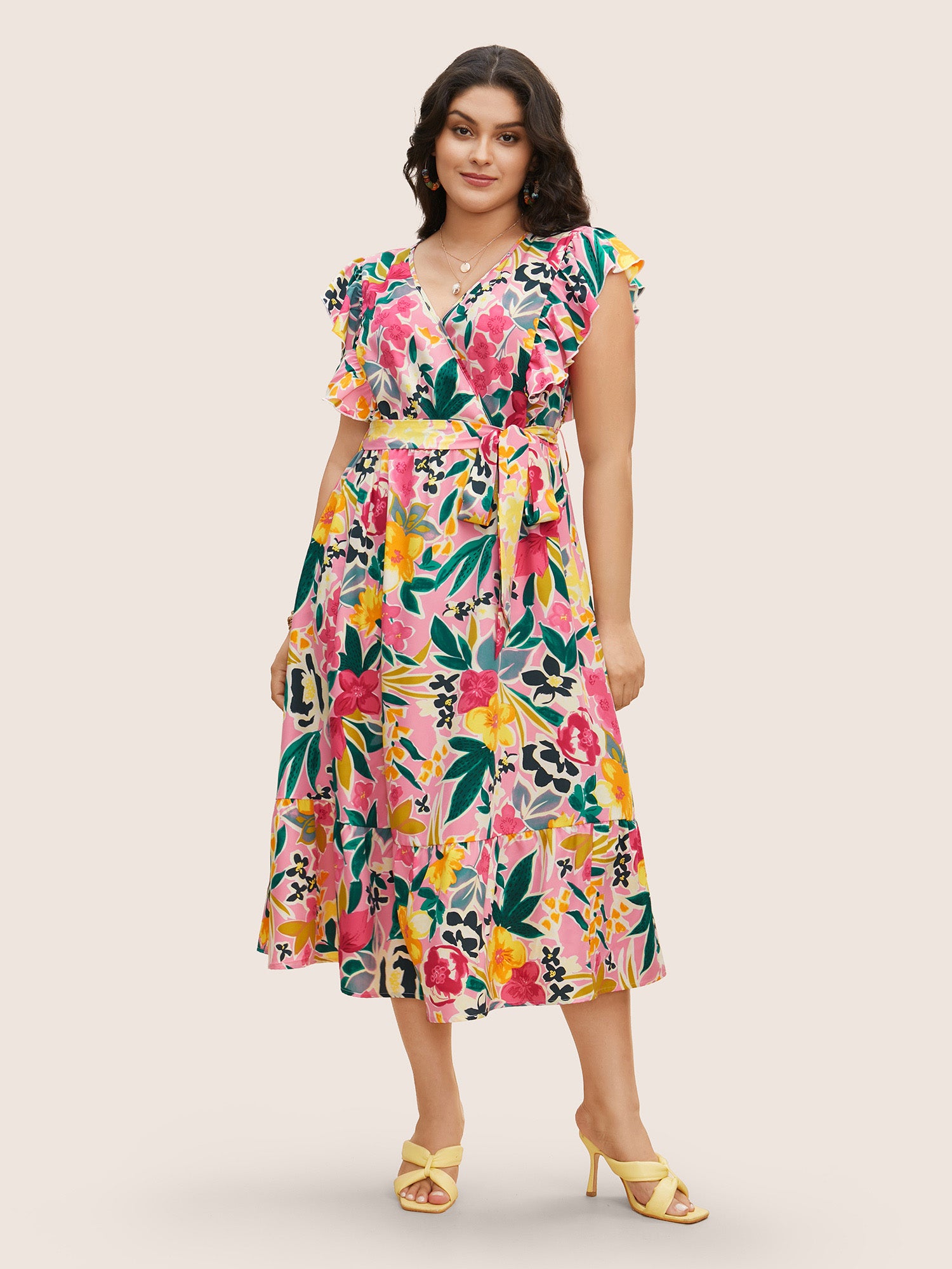 Blooming Peotential Cap Sleeve Ruffle Dress main image 0