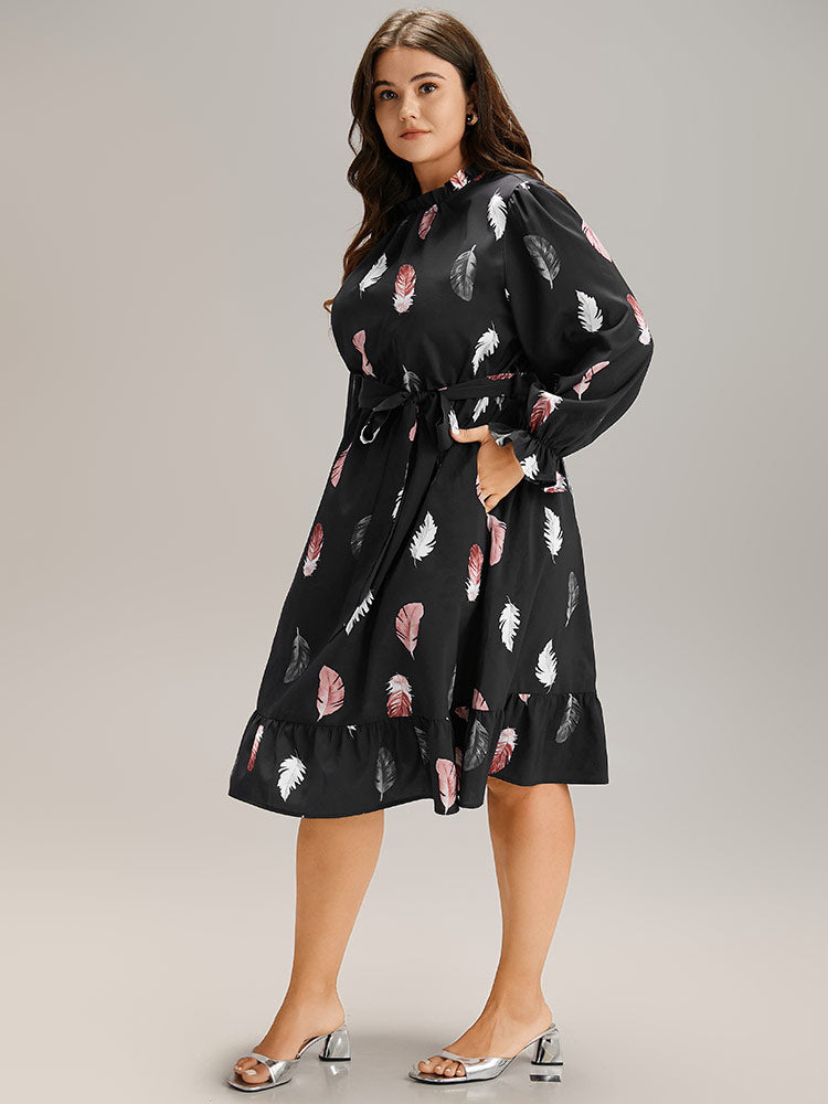 BUTTON FRONT FRILL DRESS RUFFLE SOME FEATHERS