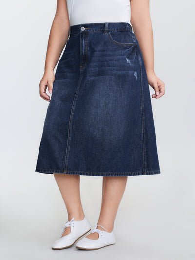 Jupe Style & CO Noir Et Blanc Avec Perles - Taille 1X - Taille élastique - Genou