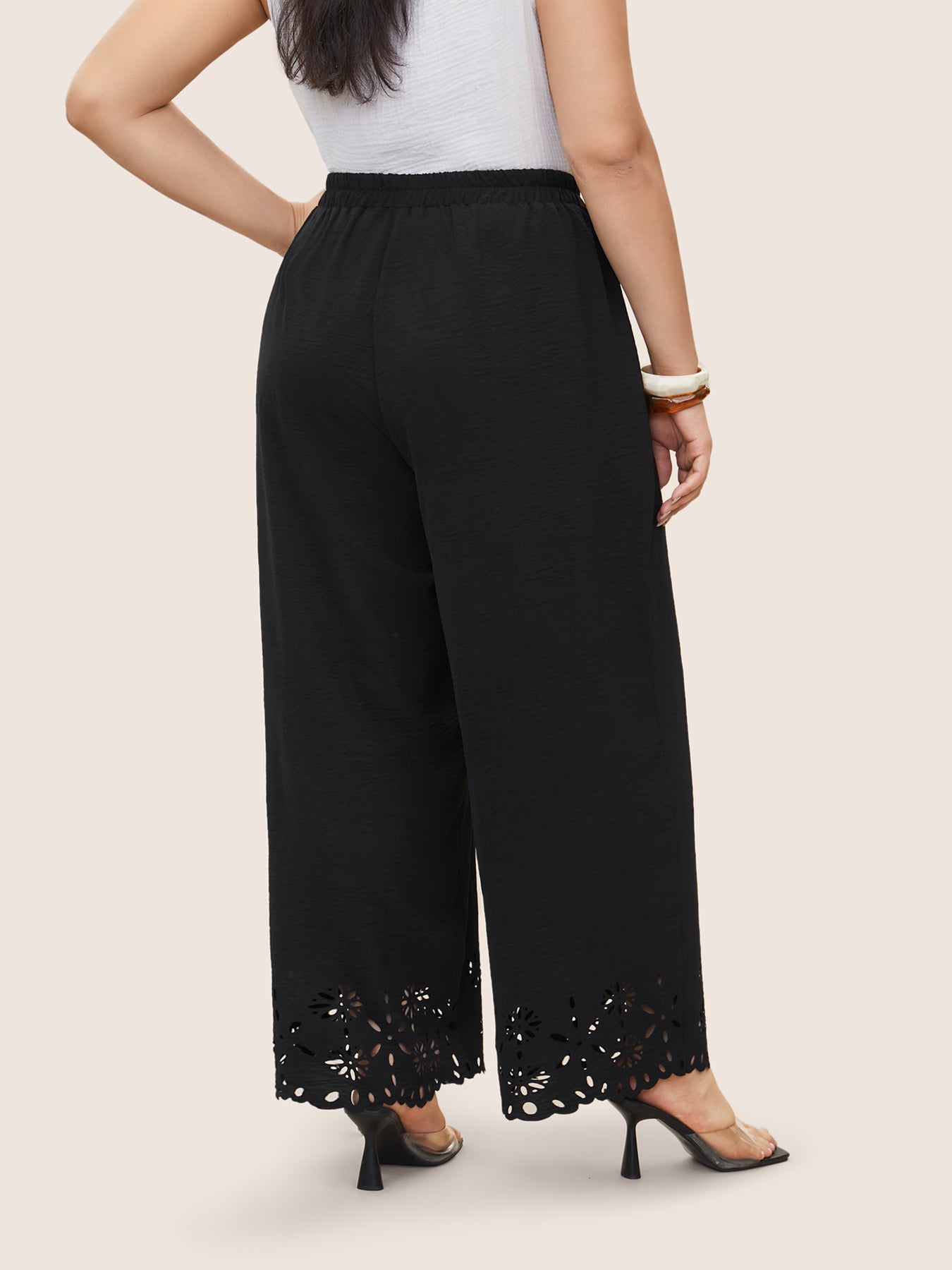 Laser Cut Elastic Waist Wide Leg Pants – BloomChic