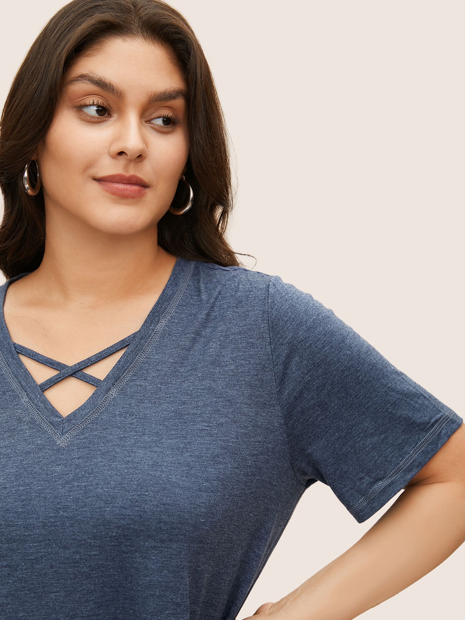 Contrast Stitching Round Neck Long Sleeve T-Shirt
