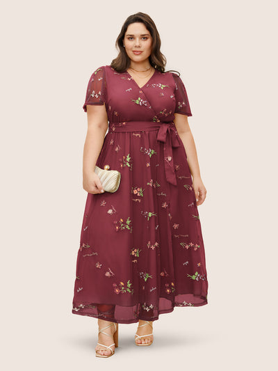 plus occasion embroidered floral midi dress Floral Lace Midi Dress– Teuta Matoshi
