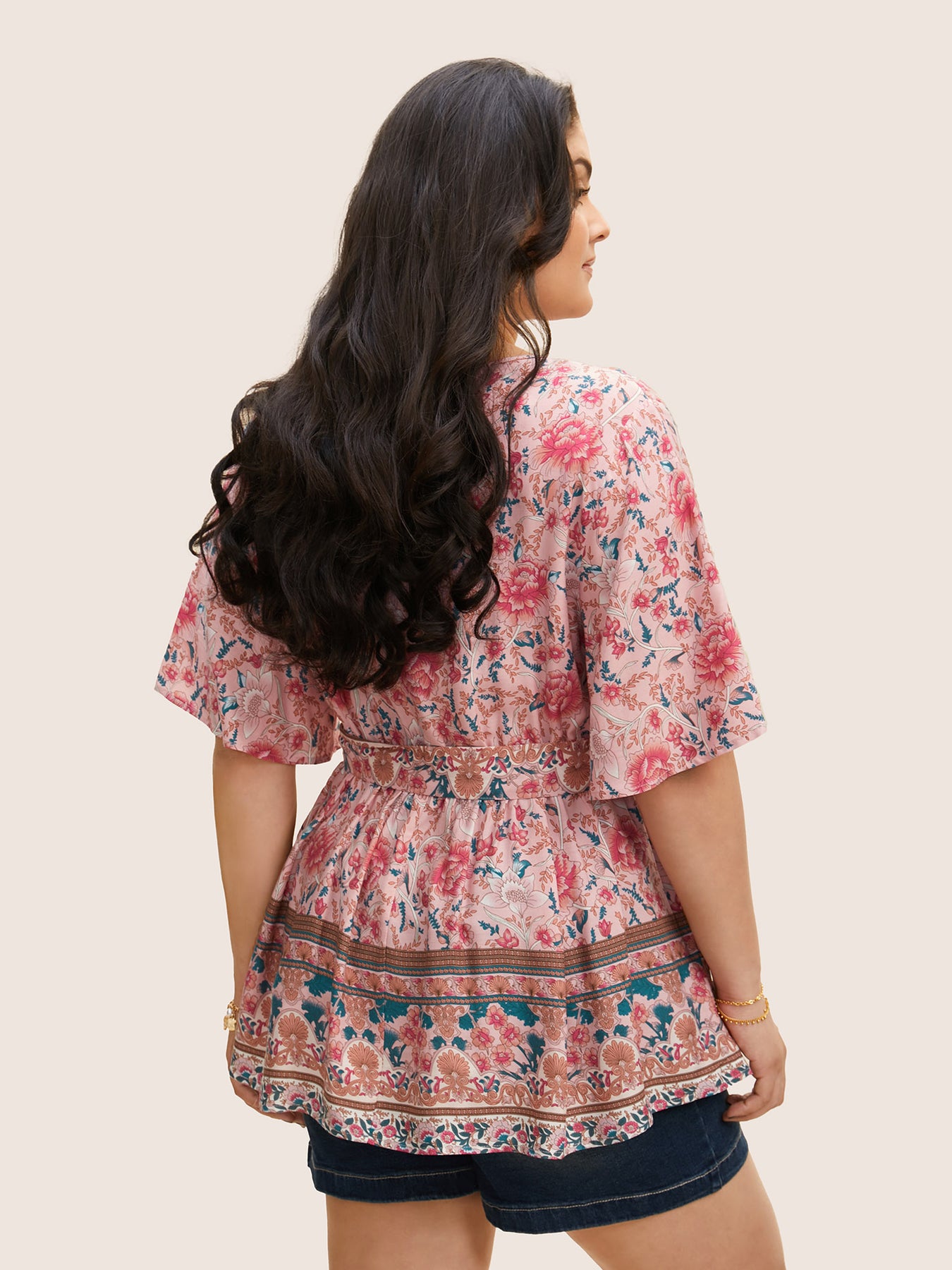 Floral Print Ruffles Belted Blouse – BloomChic