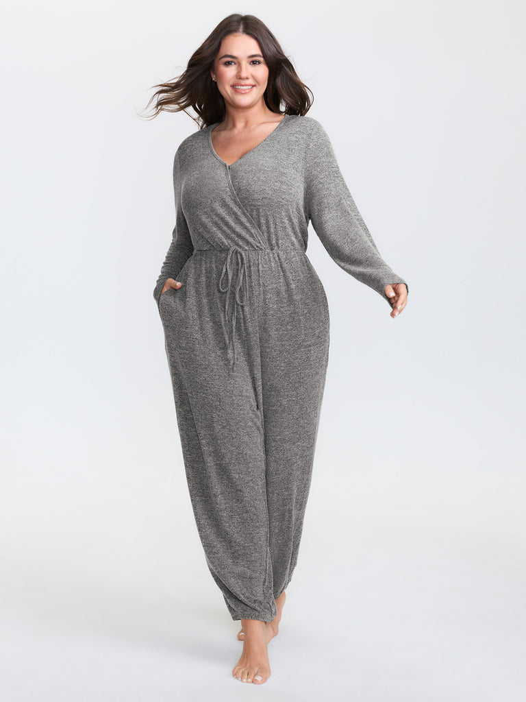 Elastic Waist Overlap Collar Lounge Jumpsuit – BloomChic