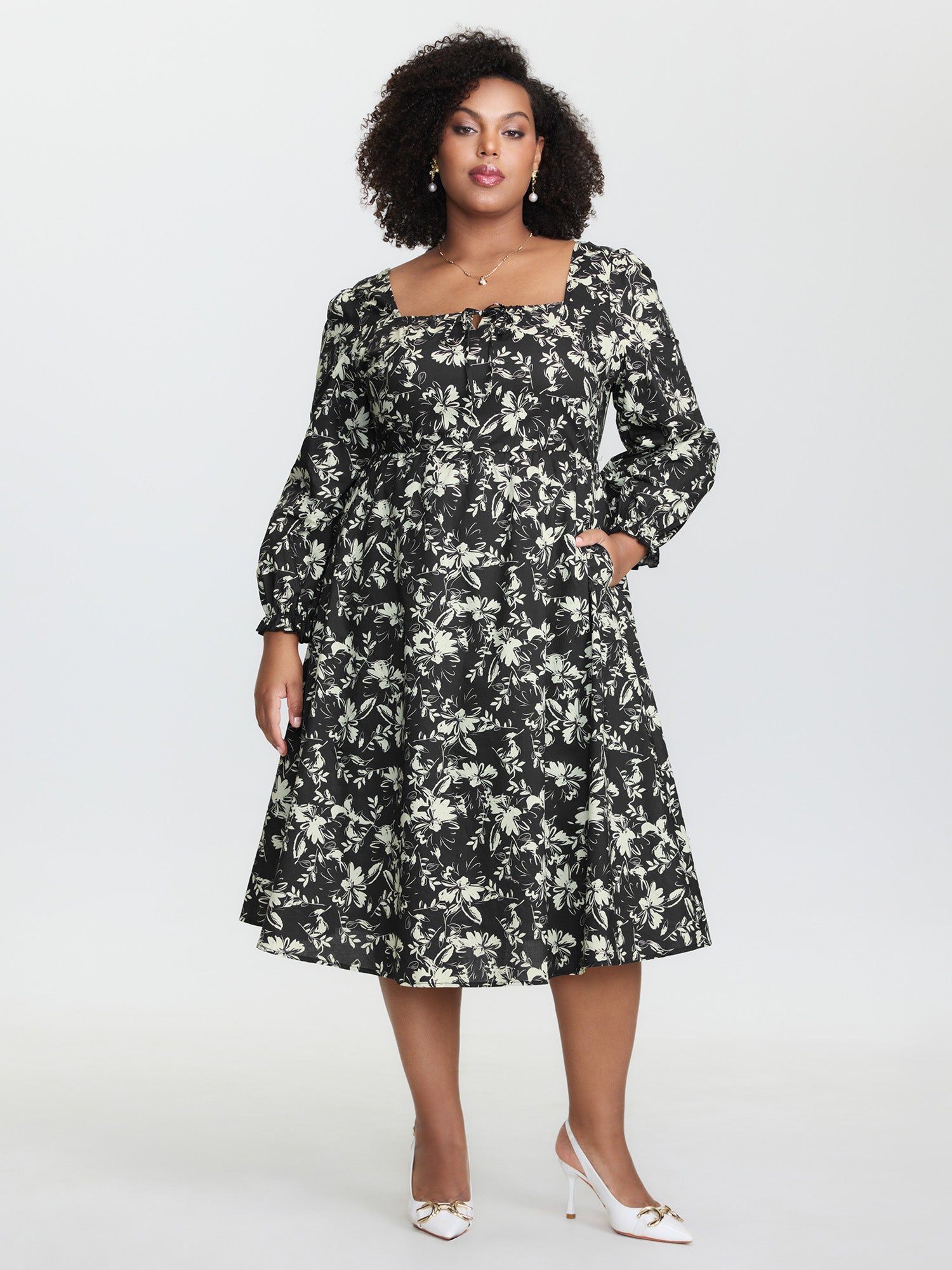 white christmas dresses Pure cotton voile midi dress