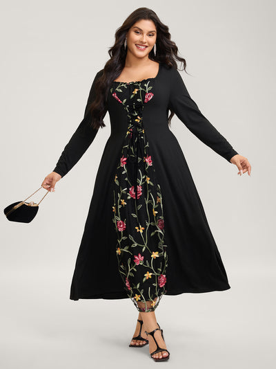 formal bloomchic dresses NWT 22-24/3X BloomChic Floral Embroidered Patchwork Mesh Dress