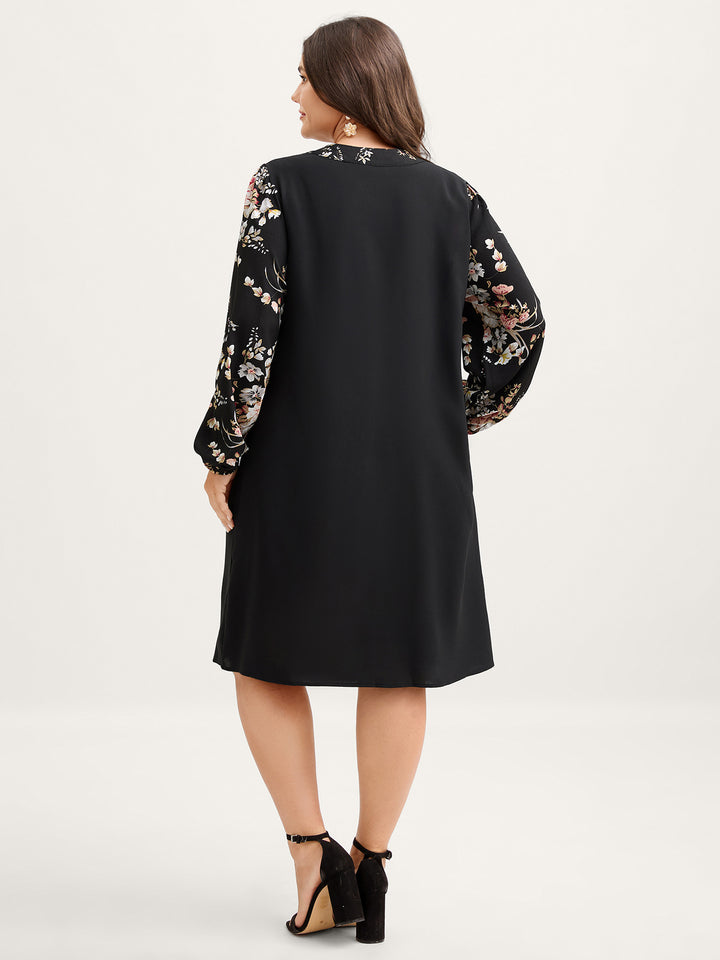 Floral Print Ribbon-Tie Neck Midi Dress BloomChic Floral Print Ribbon-Tie Neck Midi Dress BloomChic