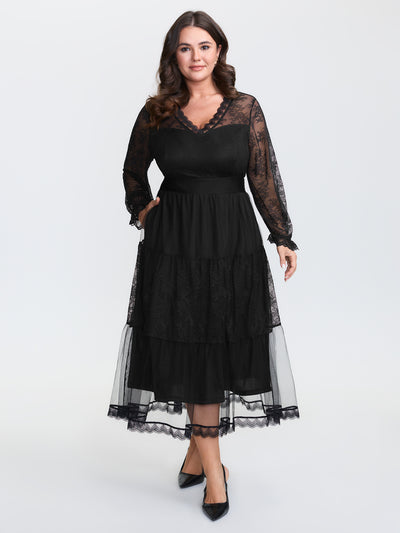 green emerald velvet dress BloomChic Black Plus Size Cotton Midi Dress with Pleated Overlap Pockets, Elastic Waist, Heart Neckline, Cap Sleeve, 30/6X