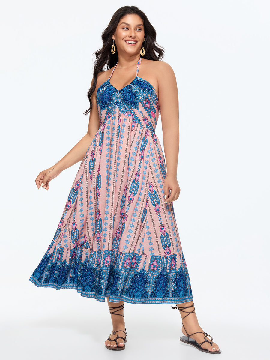 shirred halter dress Shop The Linen Studio Shirred Halter Dress (Tuscan Ember)