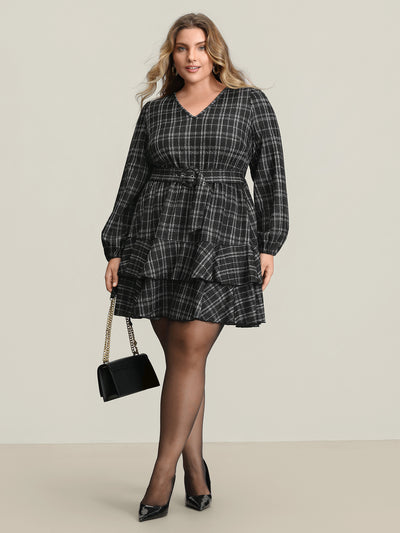 Long Sleeve Dress  Tagged "Plaid" BloomChic