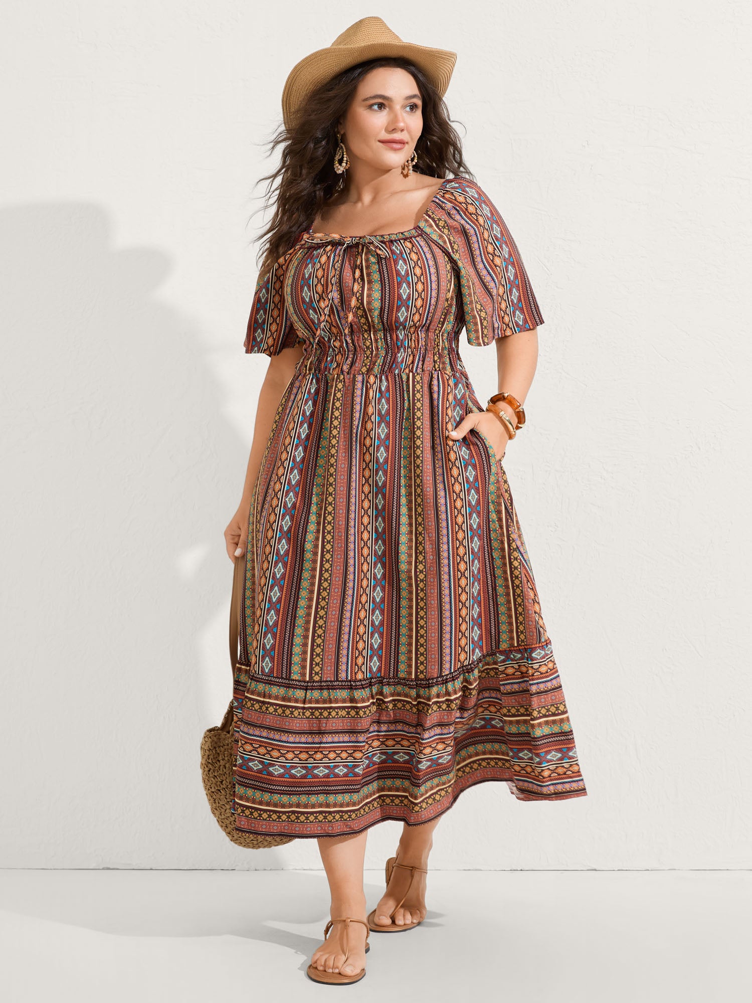 black maxi dress with brown sandals The Hamilton Cinch Waist Dress in Chocolate Brown Floral – Liza Byrd main image 1