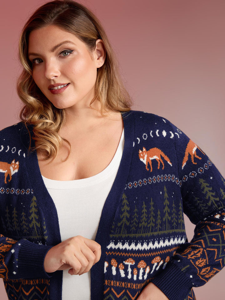 Fox in Forest Contrast Knit Cardigan – BloomChic