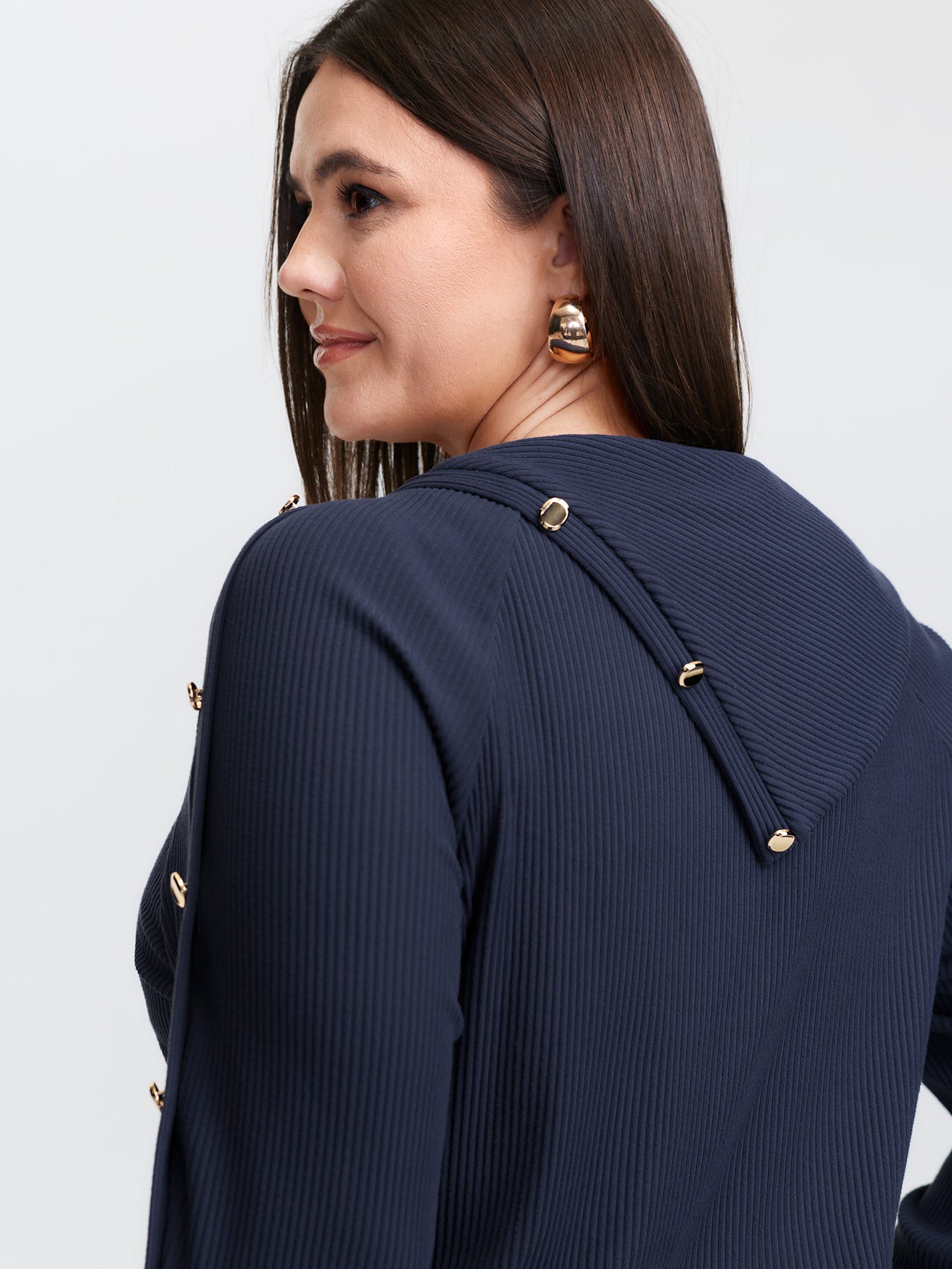 Velvet Ribbed Folded Neckline Button Knit Top – BloomChic