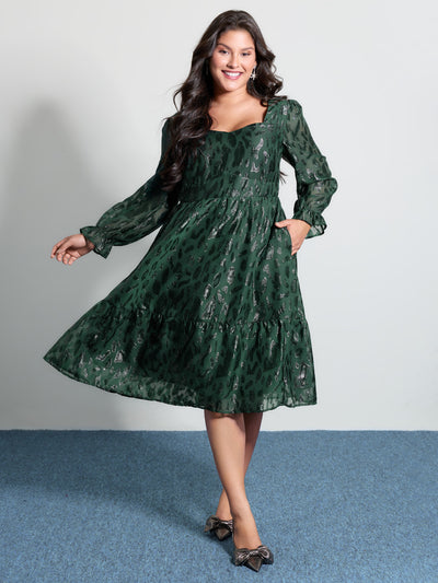 green plus size casual dress Unique Vintage Plus Size Emerald Green Floral Print Dahlia Swing Dress