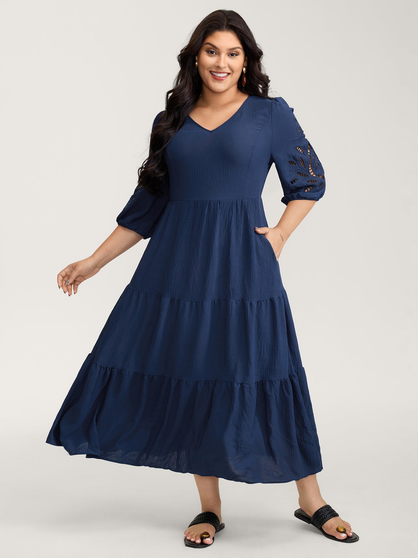 Floral Cut-Out Embroidery Tiered Maxi Dress – BloomChic