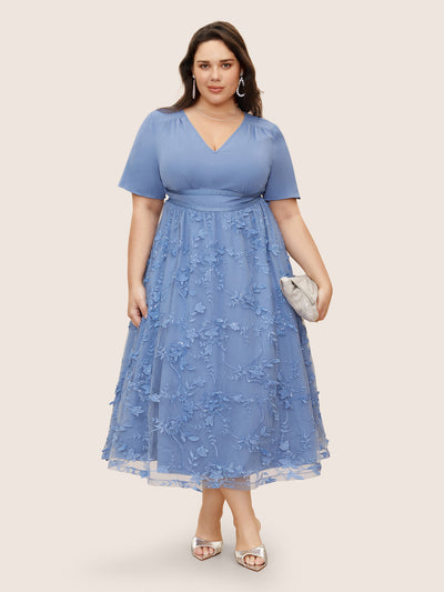 green emerald velvet dress WDIRARA Women's Plus Size Floral Embroidery Mesh Flounce Sleeve Bodycon  Dress Black 3XL at Amazon Women's Clothing store