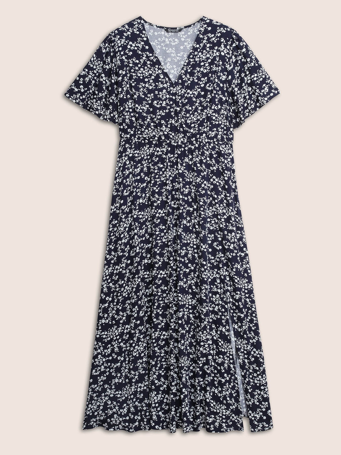 Bloom Dress - Flutter Sleeve Ditsy Floral Pocket Split Maxi Dress ...