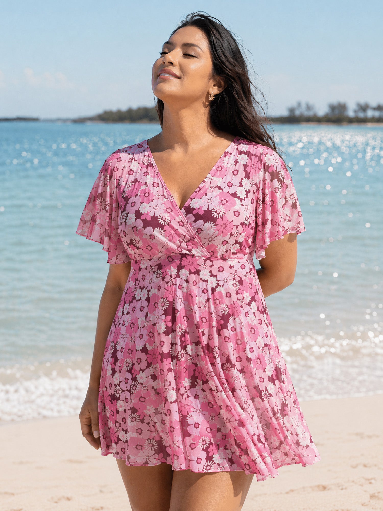 sheer swimming dress Sheer Swimsuit Cover Up-women beach bikini dress-The Exceptional Store