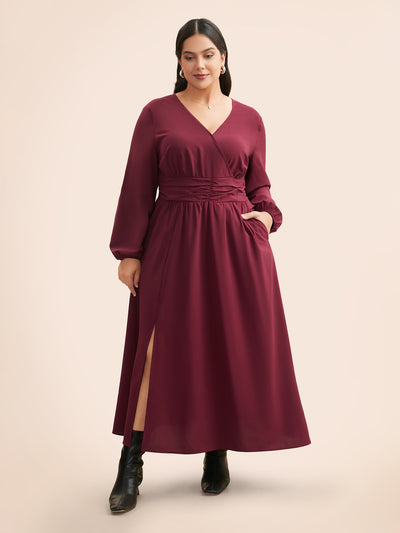maxi bloomchic dresses BloomChic Women's Plus Size Sweet Floral Adjustable Bust Maxi Dress Burgundy Ditsy Floral Maxi Elegant Tie knot 10/M