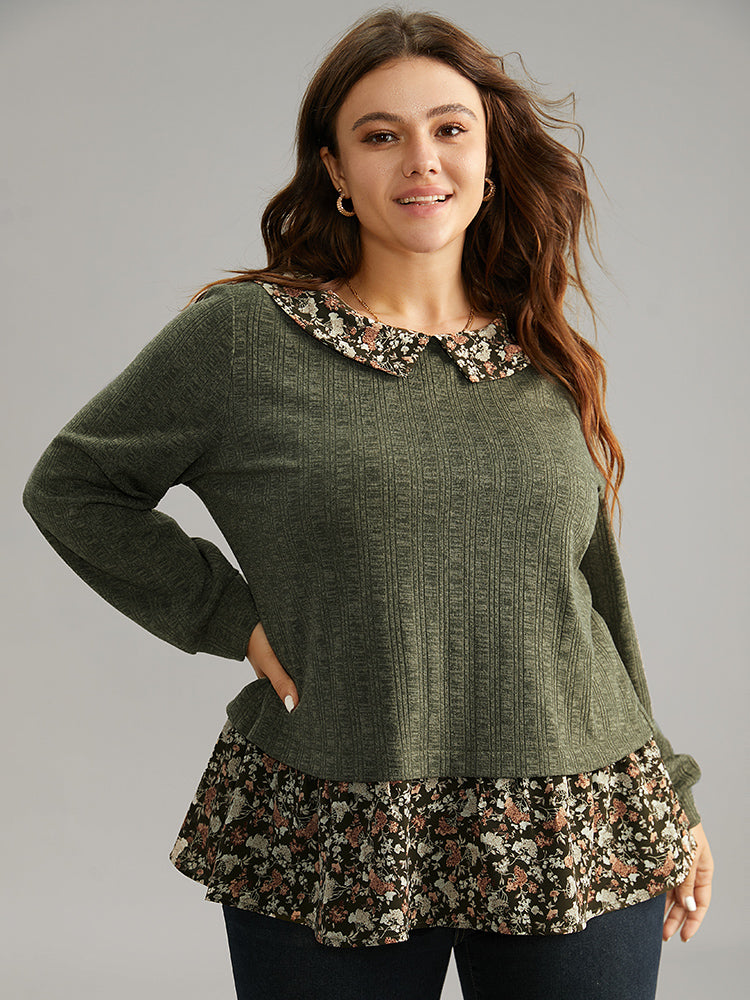 BDPORKAS Womens Blouses Long Sleeve Fall Crew Neck Tunic Women Tops Dressy Casual Trendy Shirts For Women Dressy Floral Print Sweatshirts Loose Fit