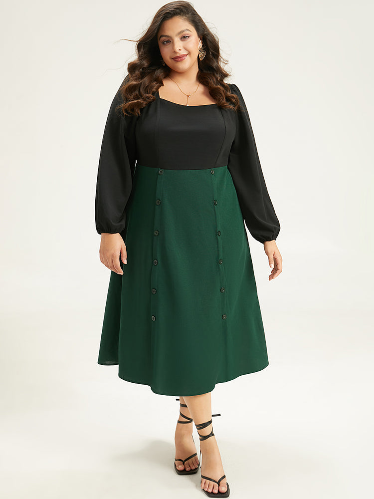 Colorblock Patchwork Bow Strapless Long Dress