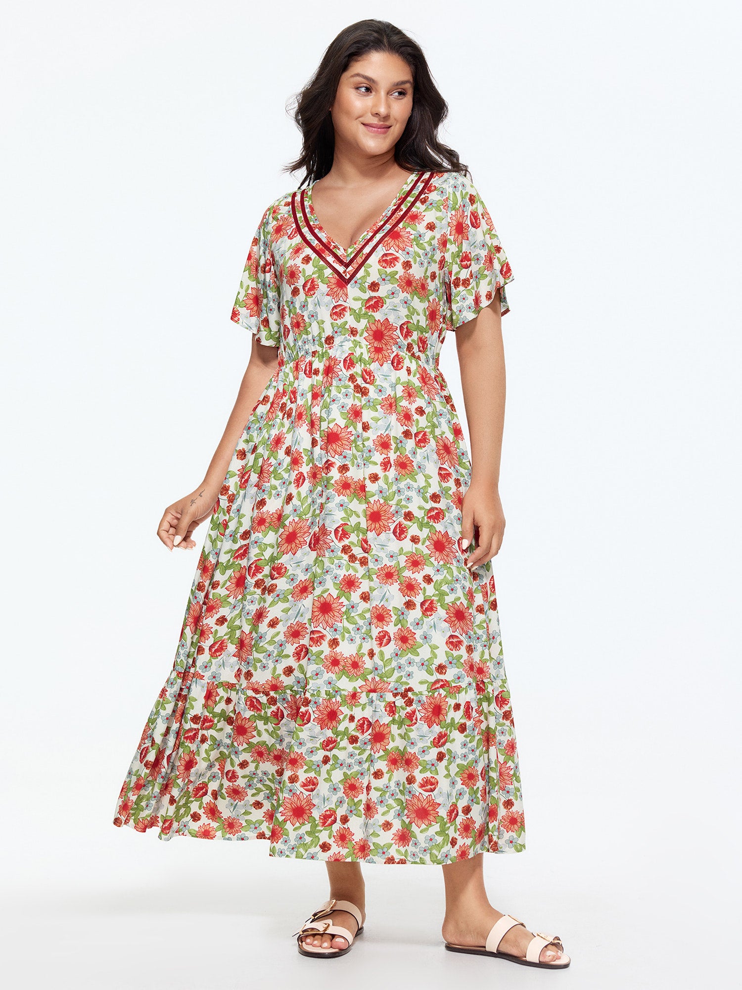 Floral Print Color Contrast Lace Maxi Dress – BloomChic