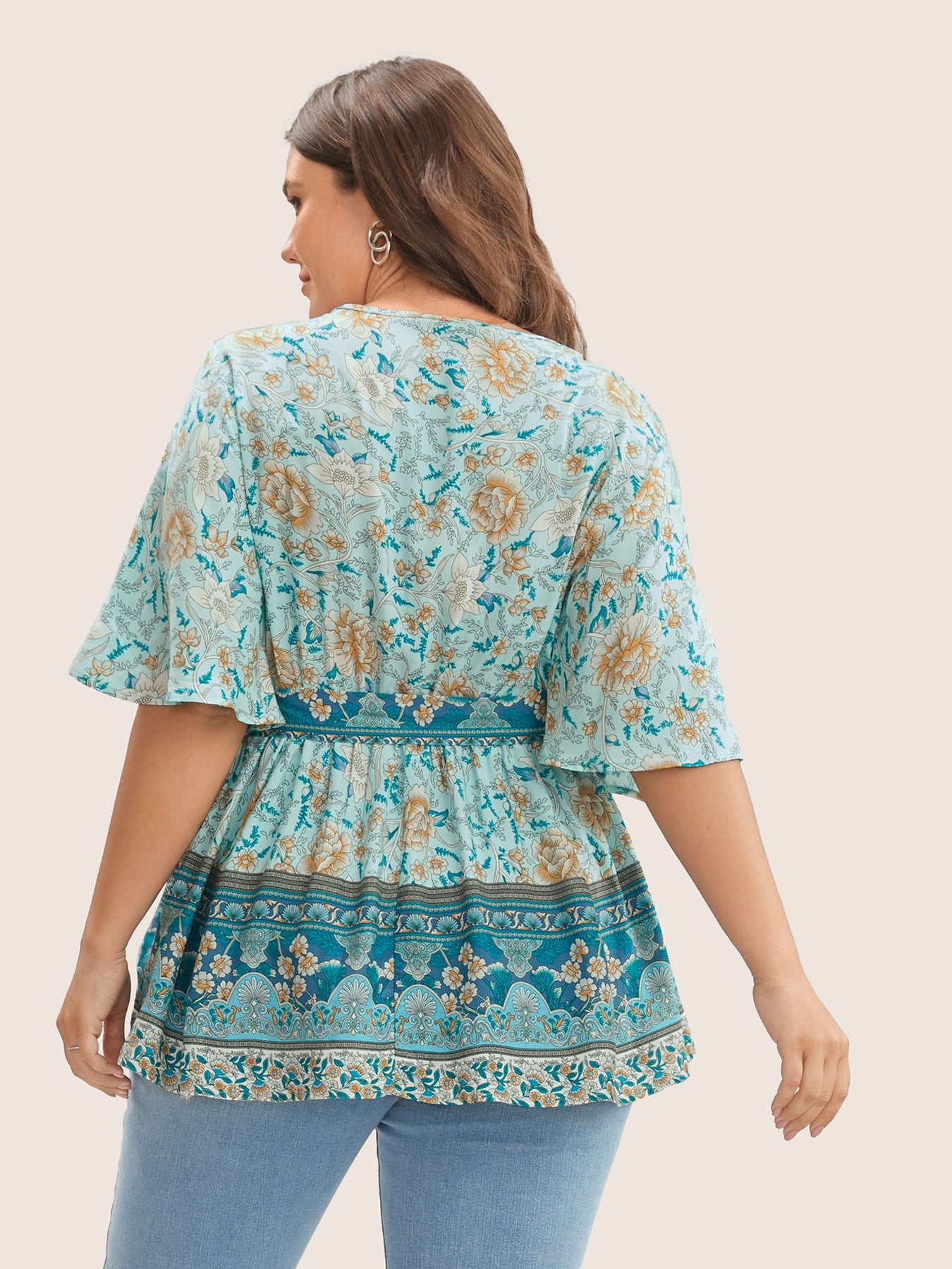 Floral Print Ruffles Belted Blouse – BloomChic