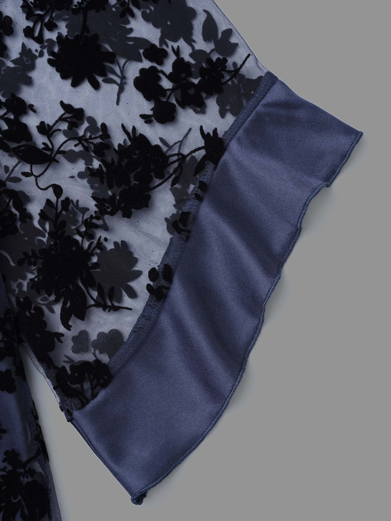 Floral Flocking Mesh Asymmetrical Hem Blouse – BloomChic