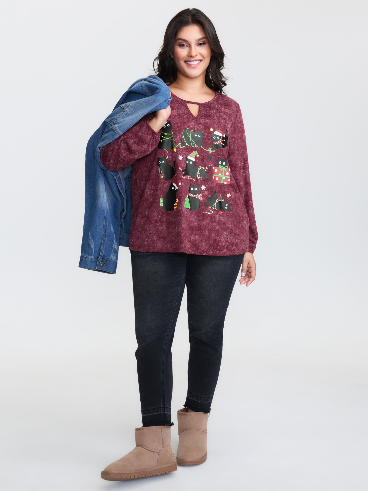 Holiday Cat Snowflake Effect T-Shirt