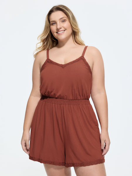Supersoft Lace Detail Lounge Romper – BloomChic