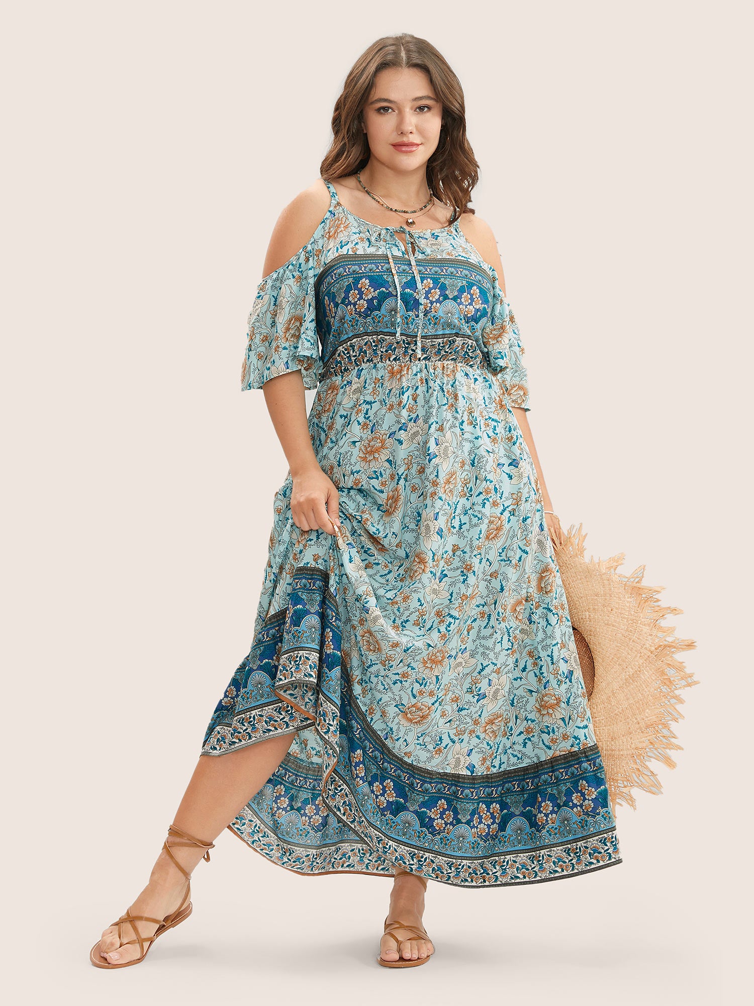 Floral Print Pocket Ruffles Cold Shoulder Maxi Dress | Boho Dresses BloomChic Floral Print Pocket Ruffles Cold Shoulder Maxi Dress | Boho Dresses BloomChic