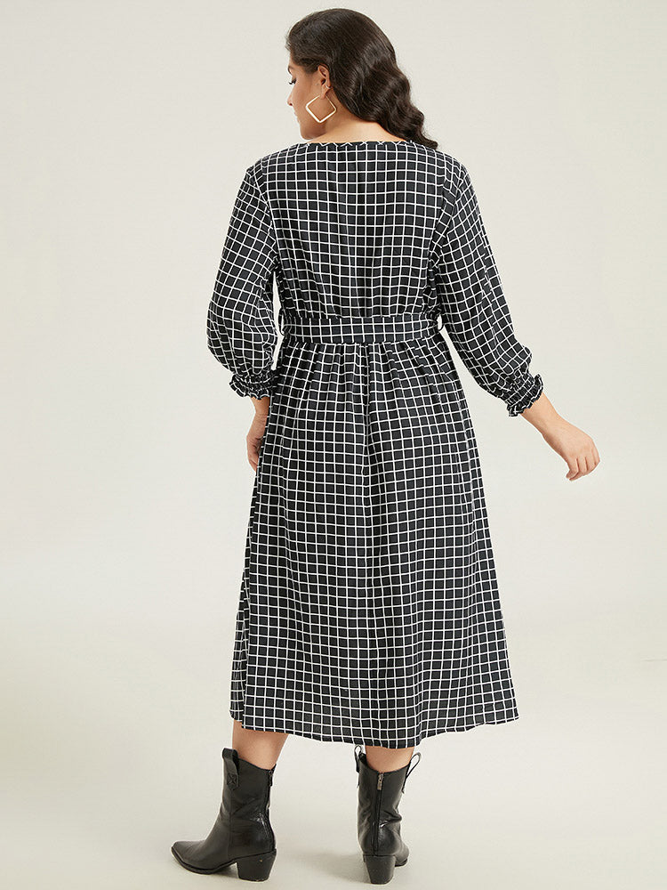 Gingham Lace Button Dress