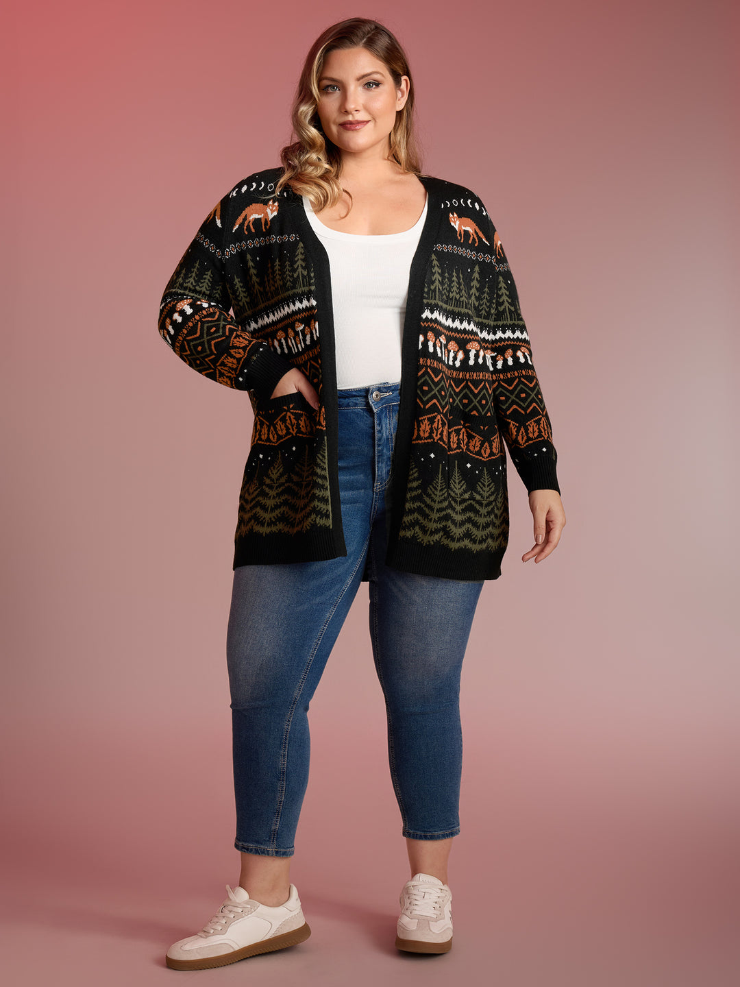 Fox in Forest Contrast Knit Cardigan – BloomChic