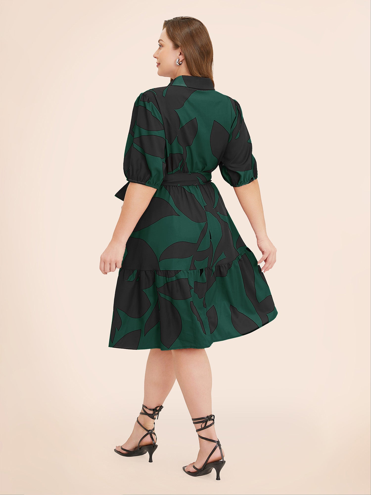 12785 Royal Blue Puff Sleeve Belt Dress