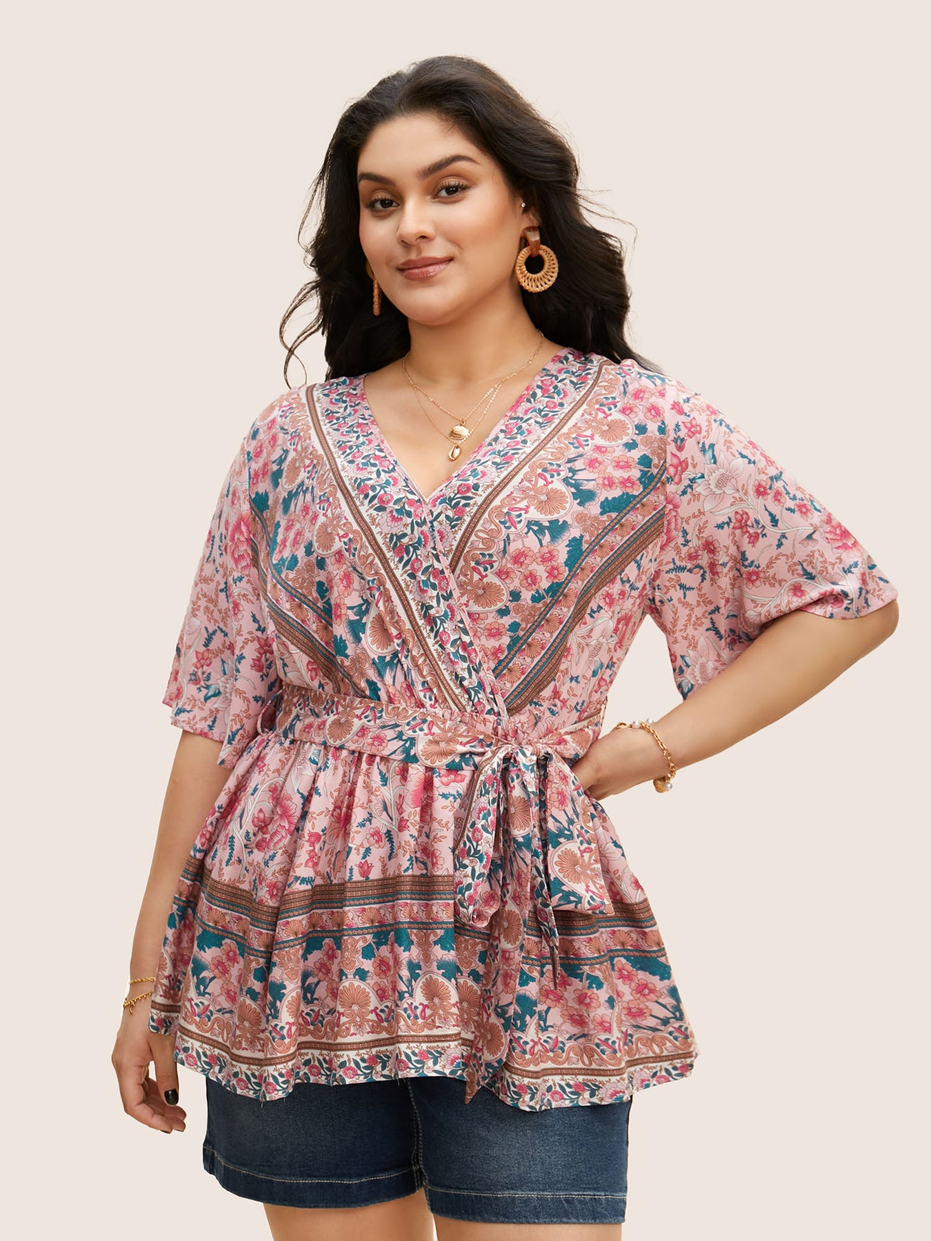 Floral Print Ruffles Belted Blouse – BloomChic