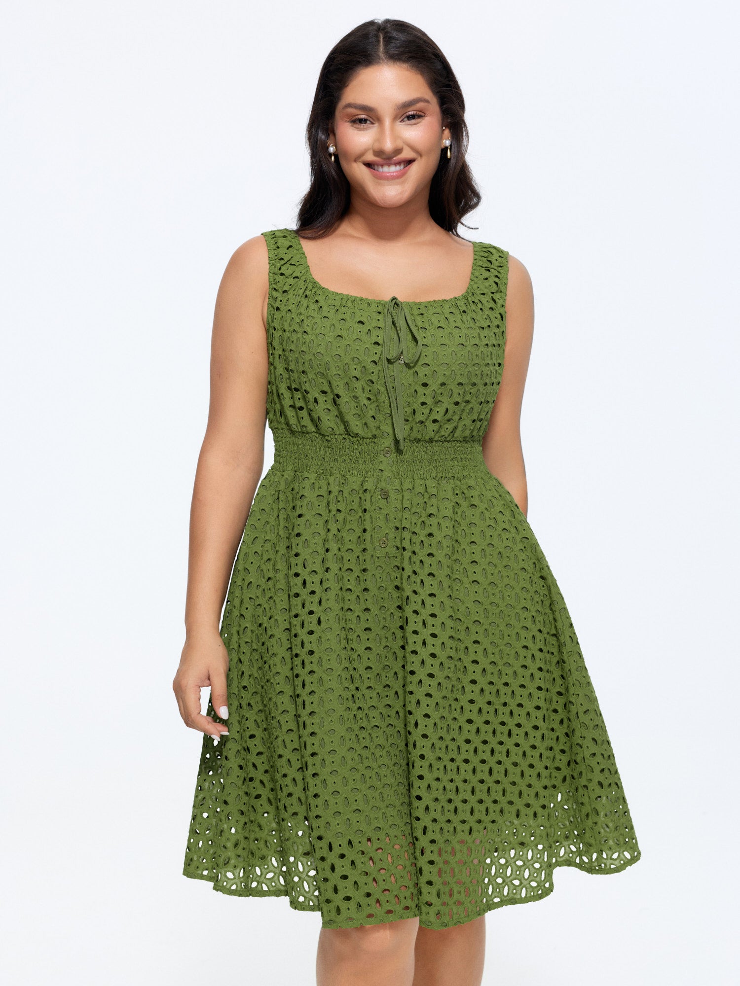 stretchy cotton dress ATUI Studio Women's Cotton Blend Midi Dress - Soft Stretchy Dress With Comfort Fit For Summer Casual