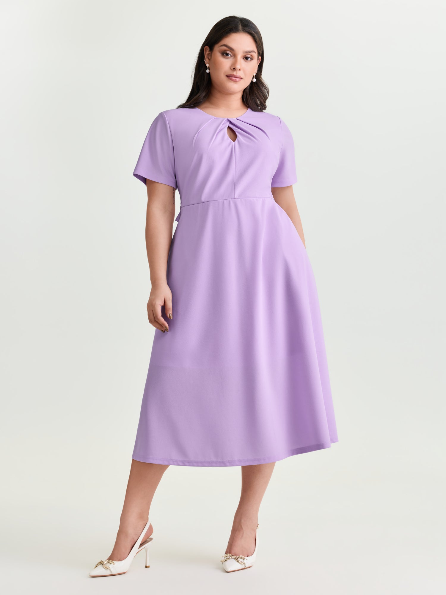 Stretchy Keyhole Neckline Fit And Flare Midi Dress – BloomChic